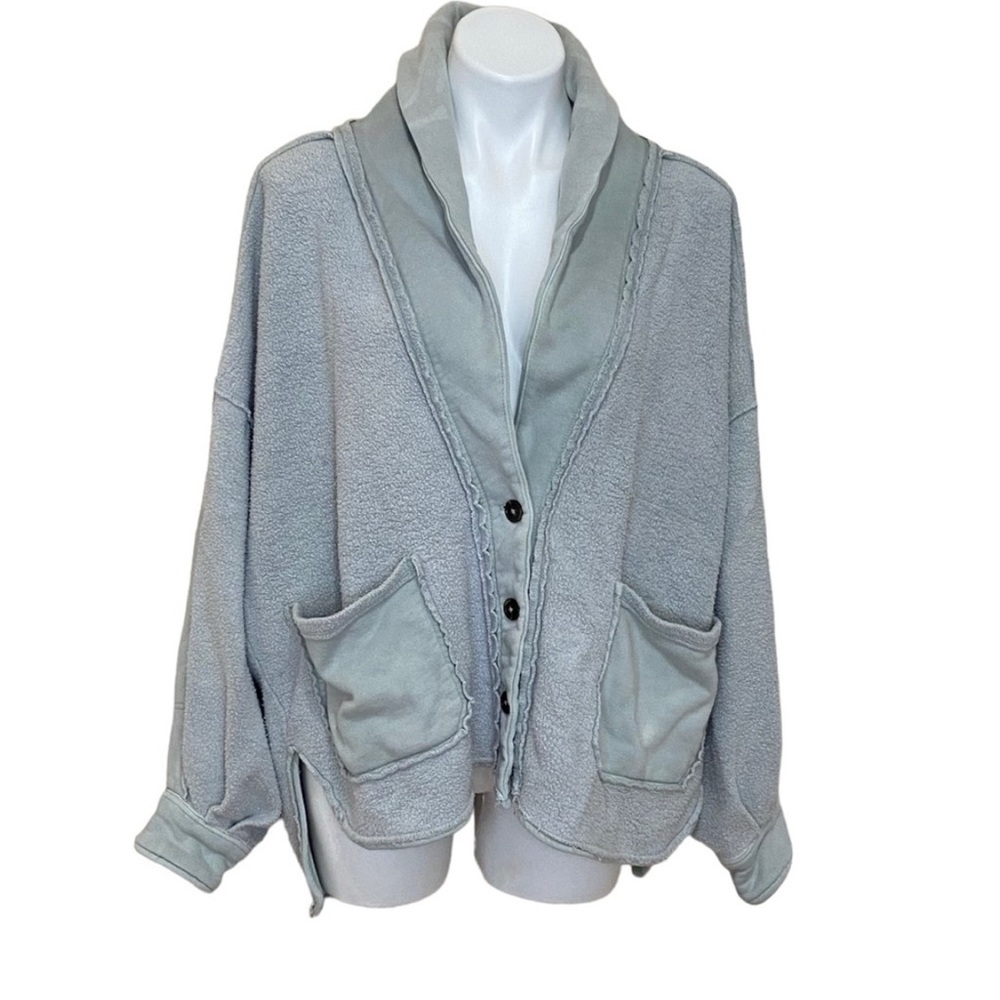 Free People Jordan Shacket Light green Textured Cardigan